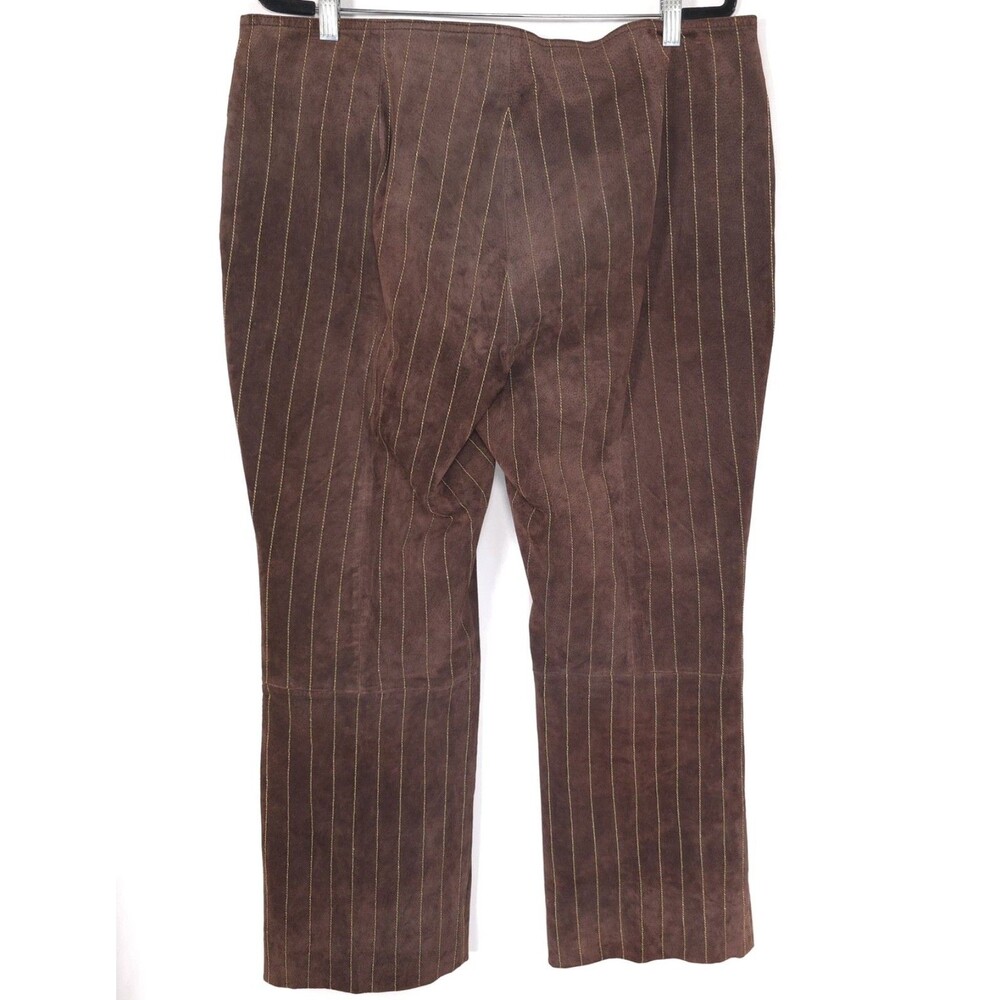 WILSONS LEATHER MAXIMA Women’s Cropped Pants 16 Brown Pinstripe VINTAGE Straight